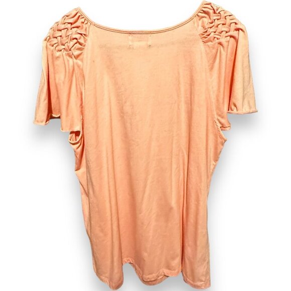 Toffee Apple XXL Bubble Gum Pink Ruched Cap Sleeve Flowing Top Flattering EUC - Picture 3 of 9